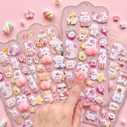 3D Puffy Foam Stickers | Korean-style | Bouncy Bunny Booty Fun