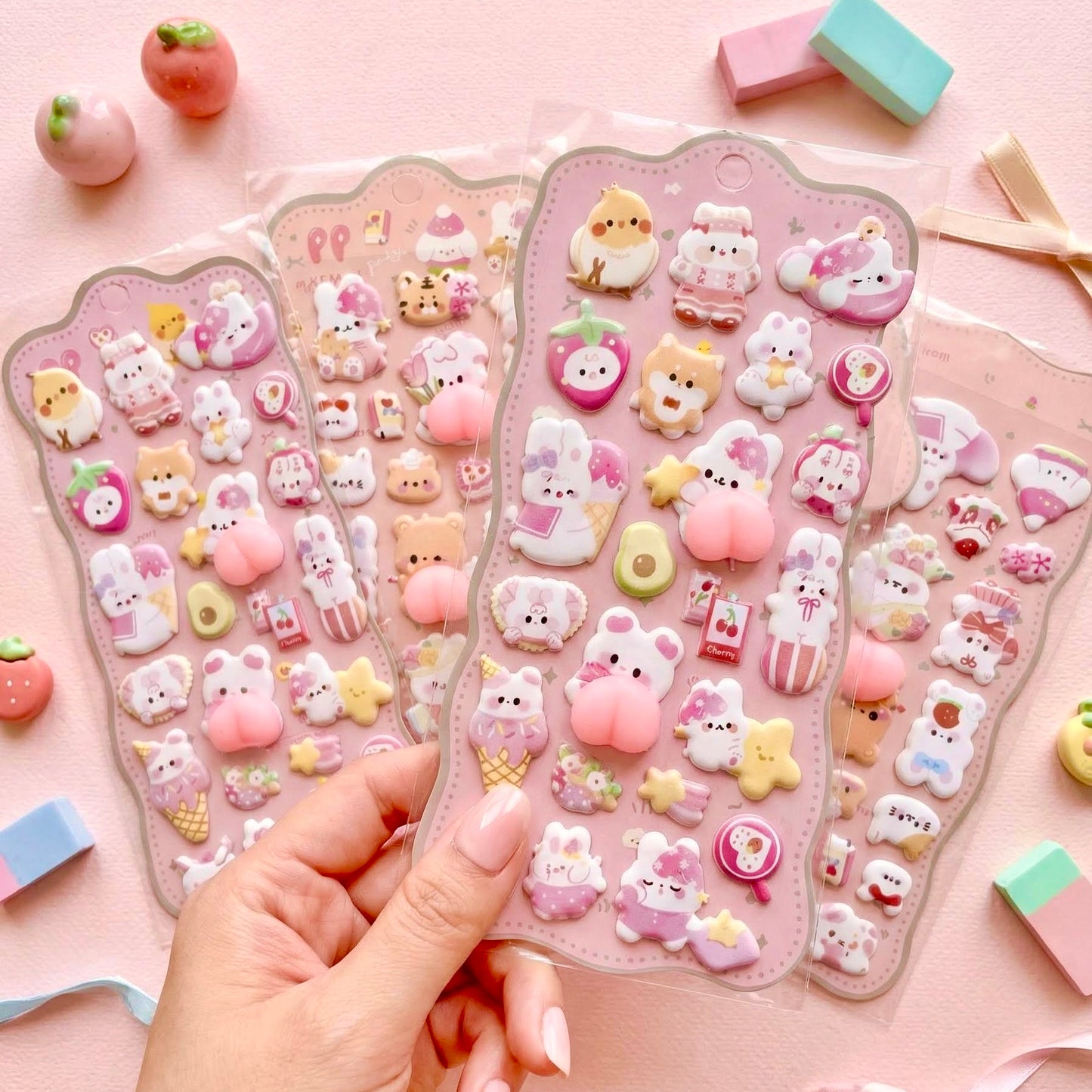 3D Puffy Foam Stickers | Korean-style | Bouncy Bunny Booty Fun