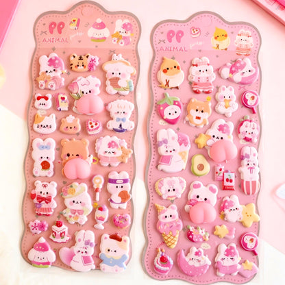 3D Puffy Foam Stickers | Korean-style | Bouncy Bunny Booty Fun