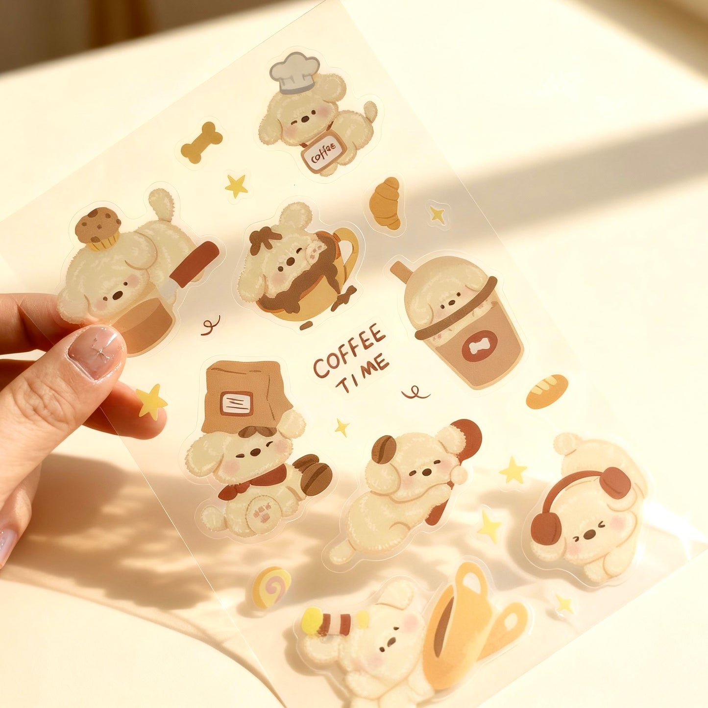 4 Sheets Sticker Set - Pets Coffee Time