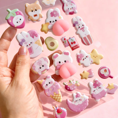 3D Puffy Foam Stickers | Korean-style | Bouncy Bunny Booty Fun