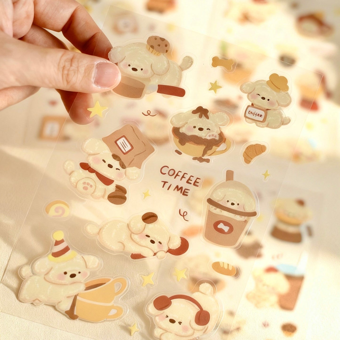 4 Sheets Sticker Set - Pets Coffee Time