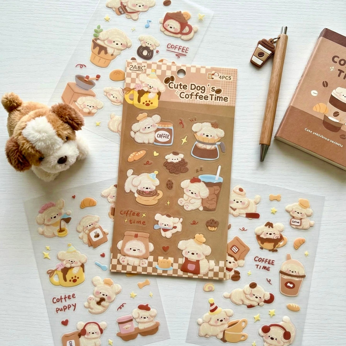 4 Sheets Sticker Set - Pets Coffee Time