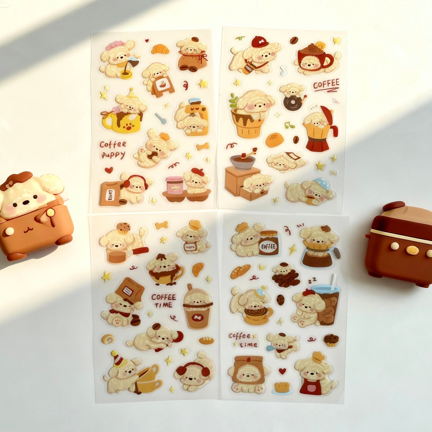 4 Sheets Sticker Set - Pets Coffee Time