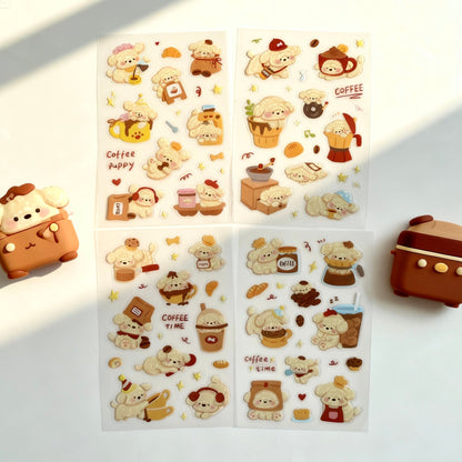 4 Sheets Sticker Set - Pets Coffee Time