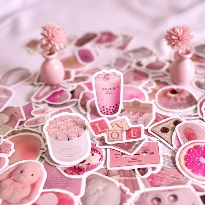 100 Pcs Individual Stickers | Pink Everywhere