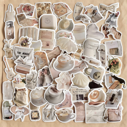 60 Pcs Individual Stickers | Beige Charm