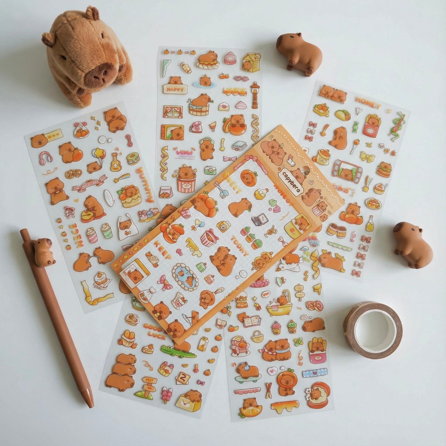 6 Sheets Sticker Set- Capybara