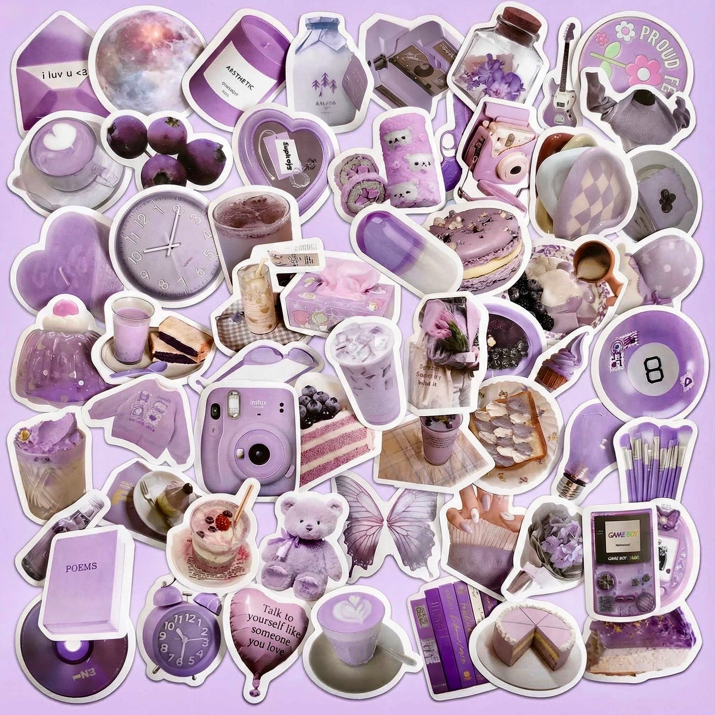 60 Pcs Individual Stickers | Mystic Purple Lavender