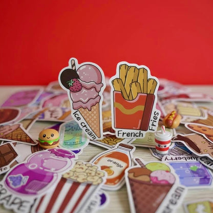 50 Pcs Individual Stickers | Dessert and Snack Collection