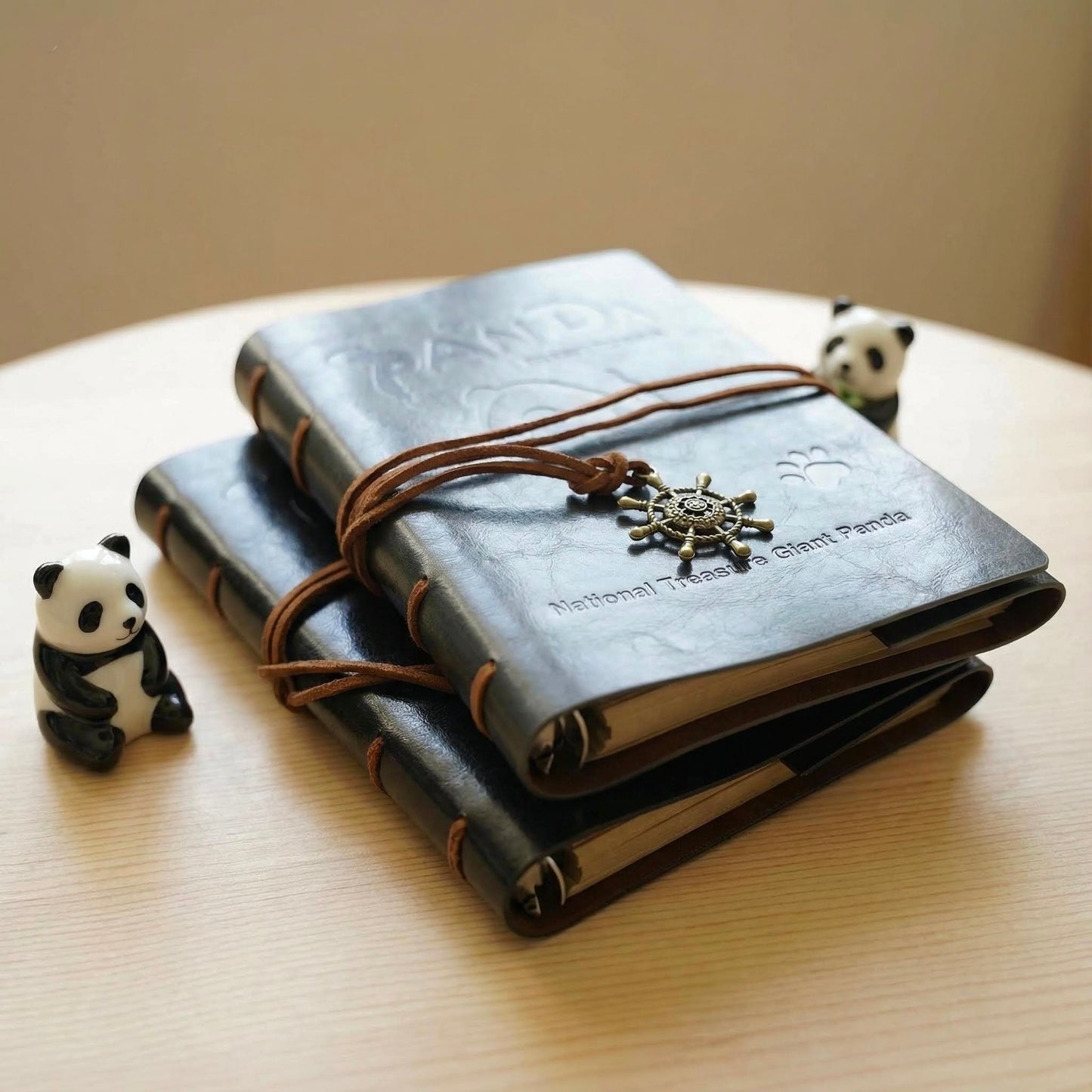A6 | Soft PU Leather | Refillable Notebook - Panda Fun Travel Journal
