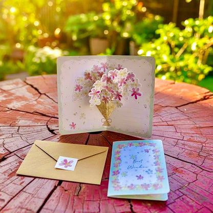 3D Pop-Up Elegant Flower Bouquet Thank You Card Greeting Card