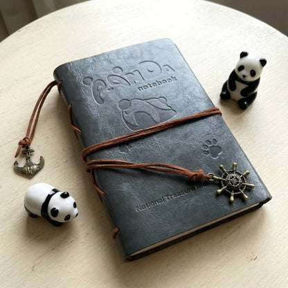 A6 | Soft PU Leather | Refillable Notebook - Panda Fun Travel Journal