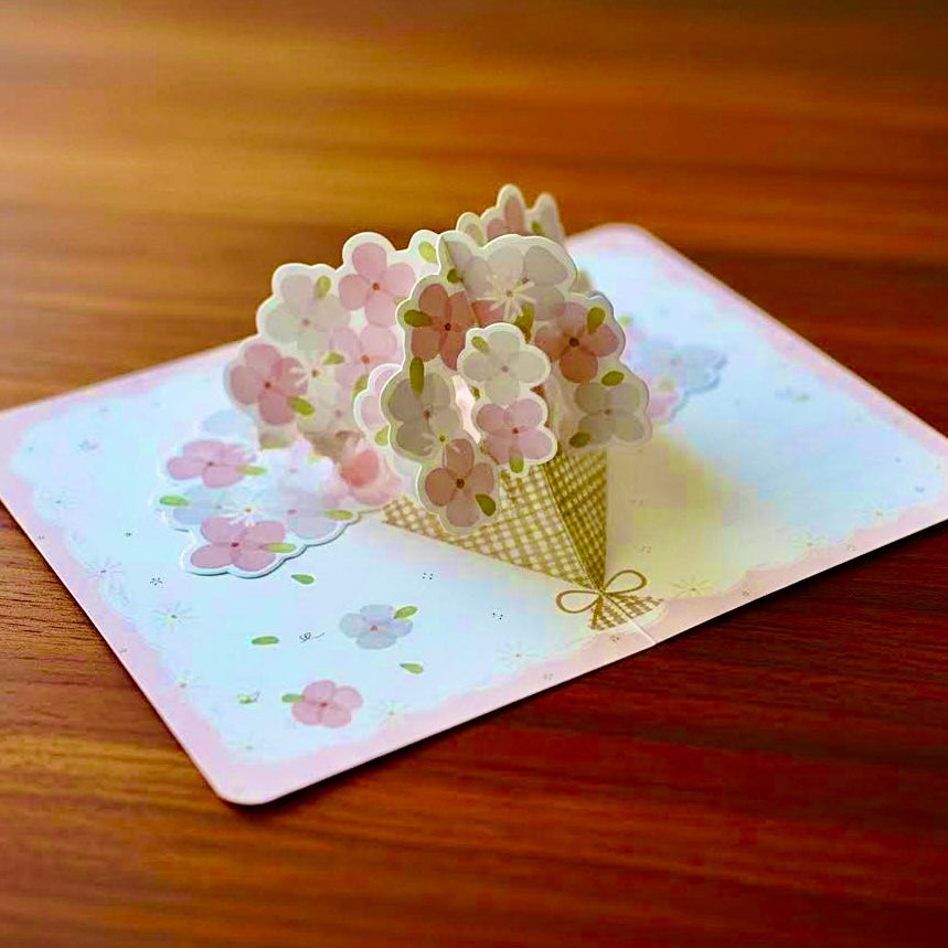 3D Pop-Up Elegant Flower Bouquet Thank You Card Greeting Card
