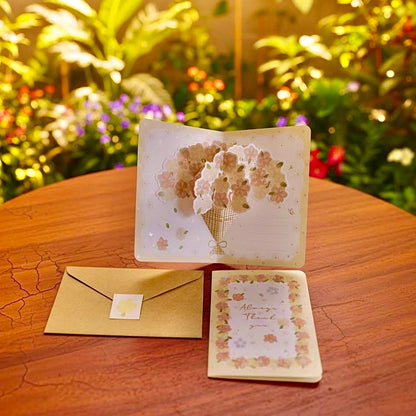 3D Pop-Up Elegant Flower Bouquet Thank You Card Greeting Card