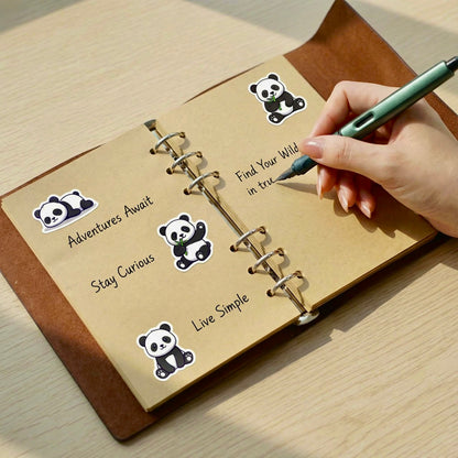 A6 | Soft PU Leather | Refillable Notebook - Panda Fun Travel Journal