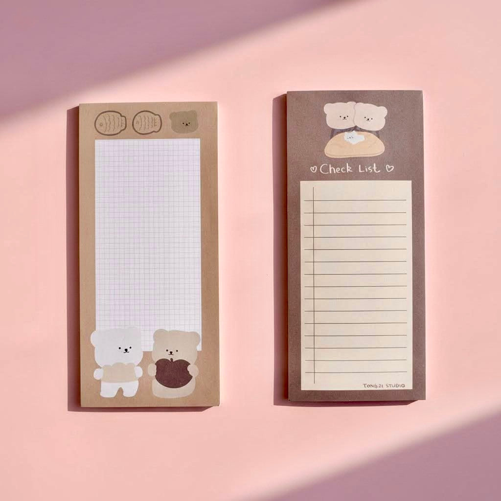Memo Pad | Korean-style Cookie Bear Tear-off Notepad | Medium