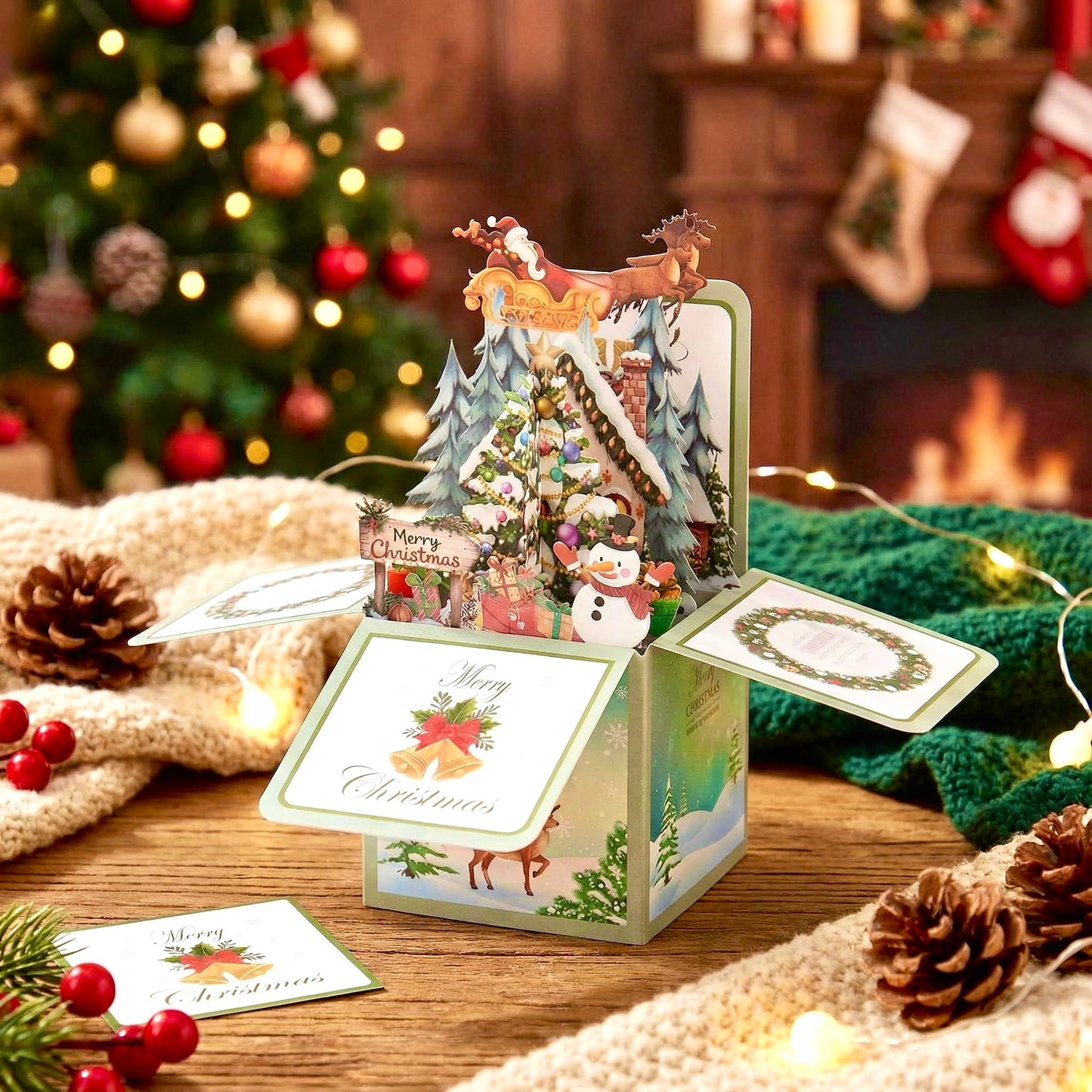 3D Pop-Up Box Magical Christmas Holiday Greeting Card