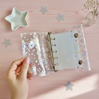 Pocket-Sized Refillable Binder and Album | Transparent PVC Cover | Sparkling Star