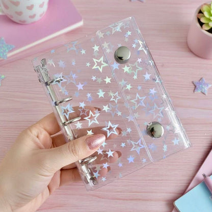 Pocket-Sized Refillable Binder and Album | Transparent PVC Cover | Sparkling Star