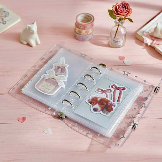 Pocket-Sized Refillable Binder and Album | Transparent PVC Cover | Sparkling Star