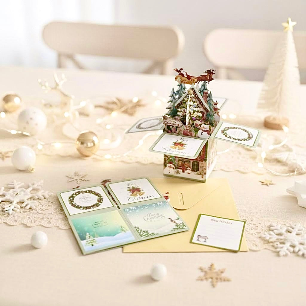 3D Pop-Up Box Magical Christmas Holiday Greeting Card