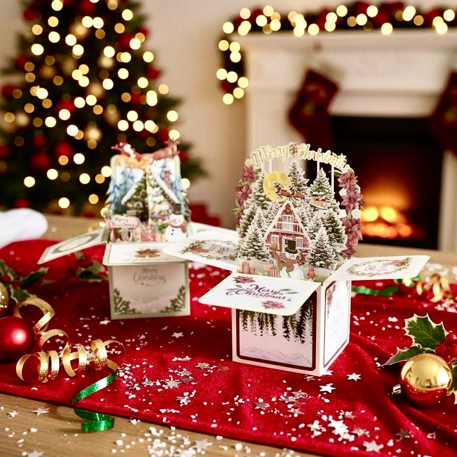 3D Pop-Up Box Magical Christmas Holiday Greeting Card