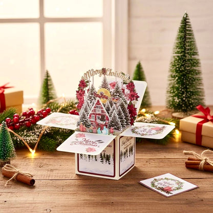 3D Pop-Up Box Magical Christmas Holiday Greeting Card