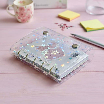 Pocket-Sized Refillable Binder and Album | Transparent PVC Cover | Sparkling Star
