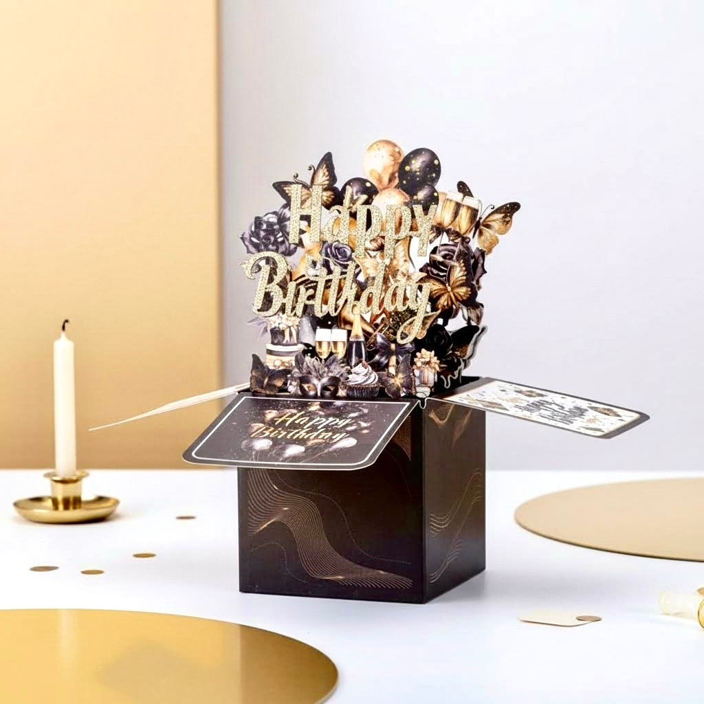 3D Pop-Up Lux Sparkle Birthday Box Card