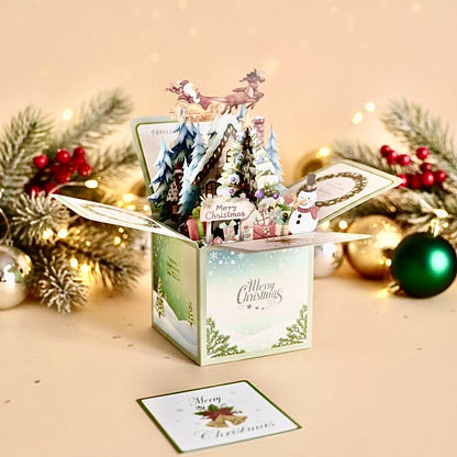 3D Pop-Up Box Magical Christmas Holiday Greeting Card