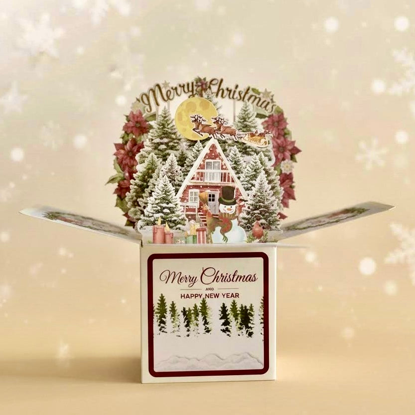 3D Pop-Up Box Magical Christmas Holiday Greeting Card