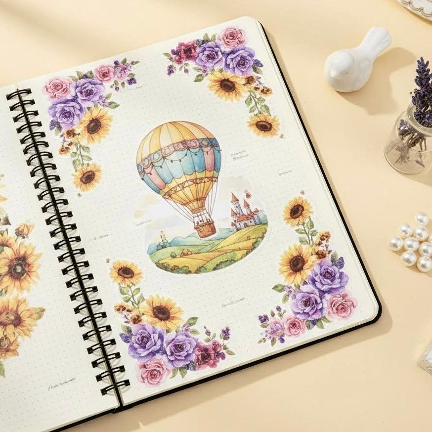 Pre-Die-Cut Clear Decorative Tape - Flower Fairyland Collection | Extra Wide