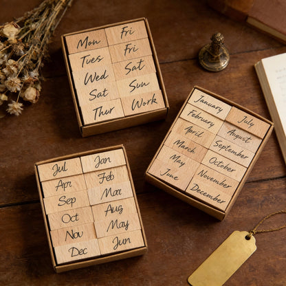 Natural Wood Stamp  - Month and Week Collection