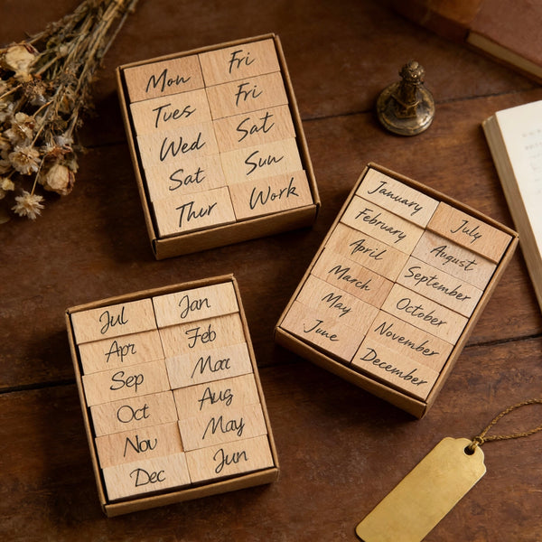 Natural Wood Stamp  - Month and Week Collection