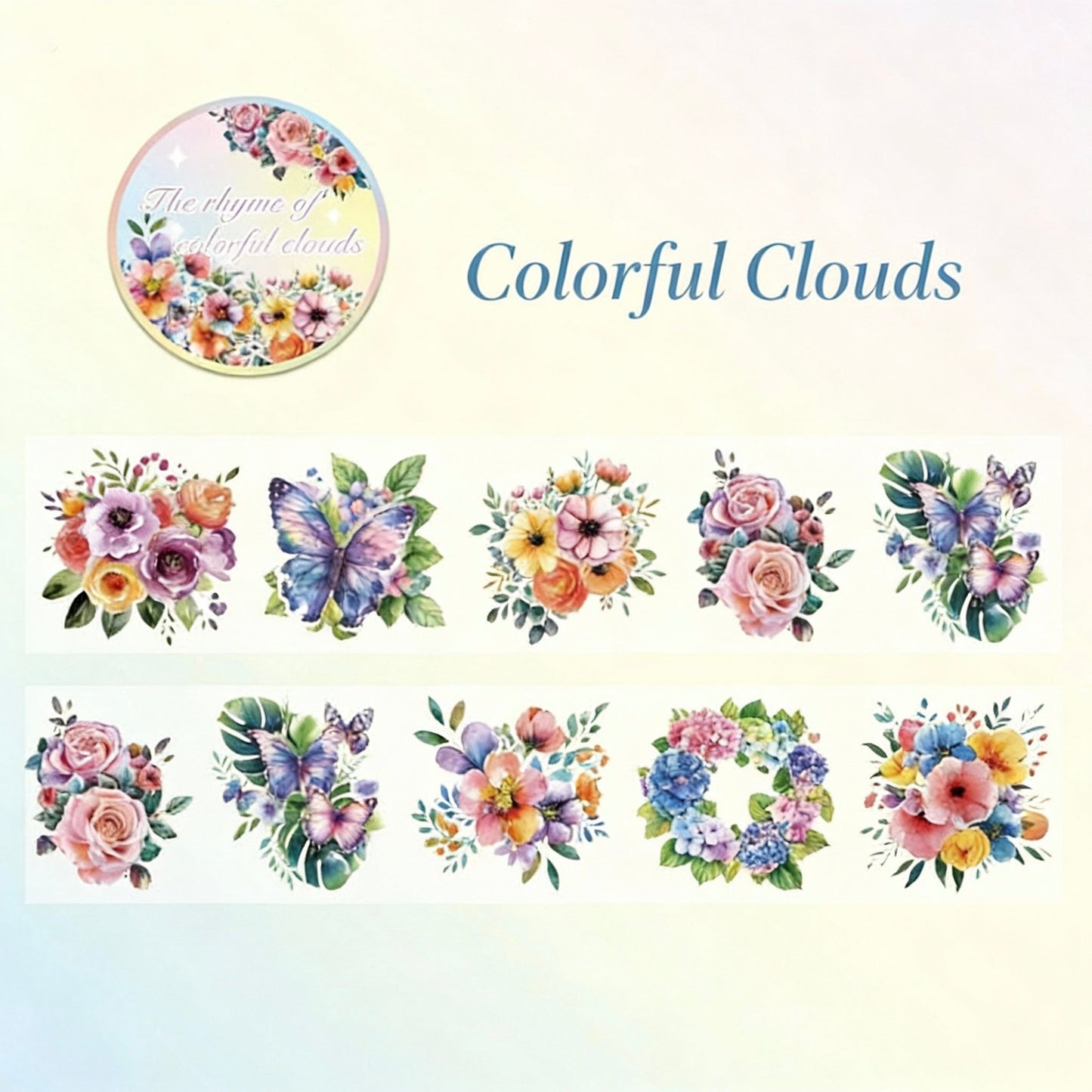 Pre-Die-Cut Clear Decorative Tape - Flower Fairyland Collection | Extra Wide