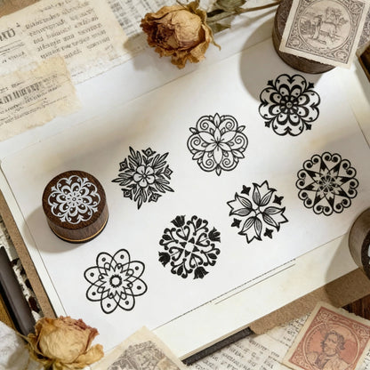 8 Beech Wood Stamp Set - Kaleidoscope Floral Journal Stamp