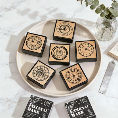 Beech Wood Stamp - Engraving Time Series Journal Stamp