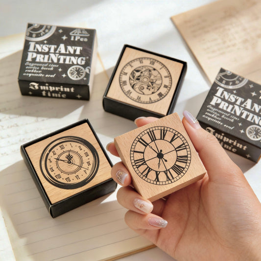 Beech Wood Stamp - Engraving Time Series Journal Stamp