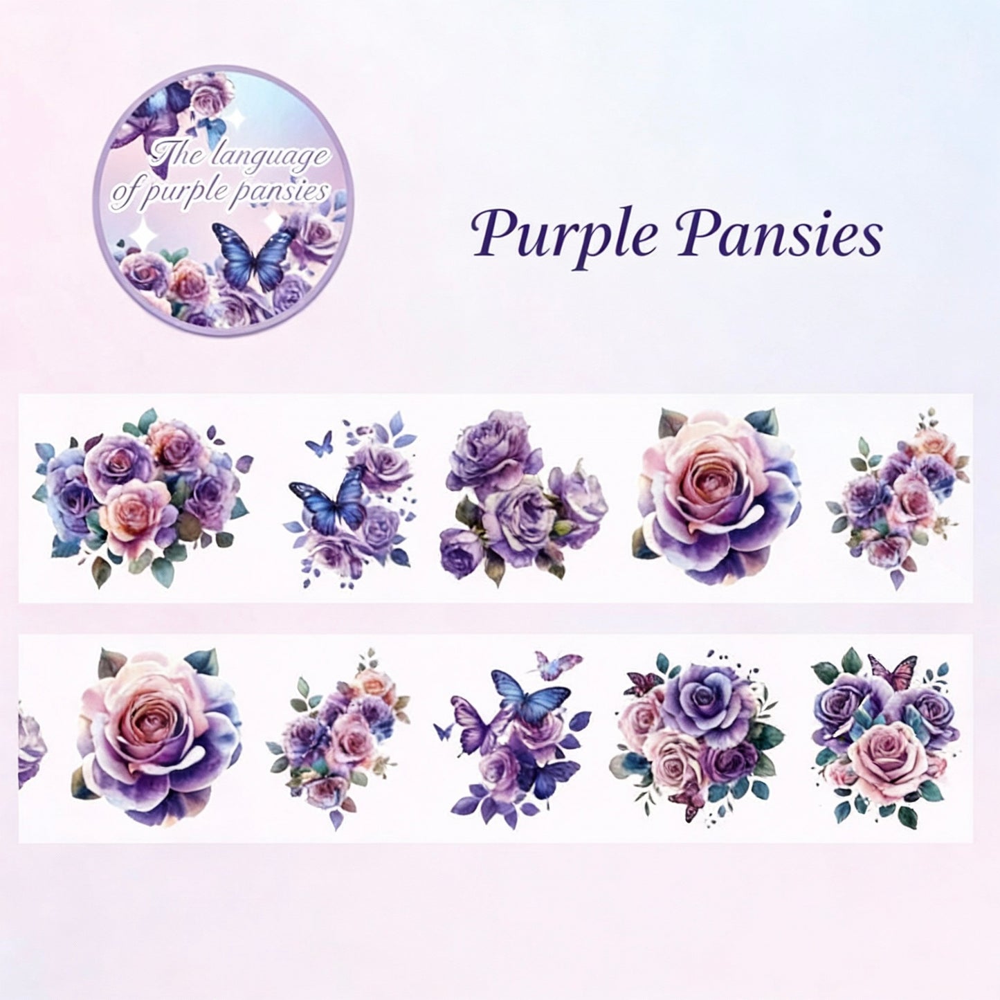 Pre-Die-Cut Clear Decorative Tape - Flower Fairyland Collection | Extra Wide