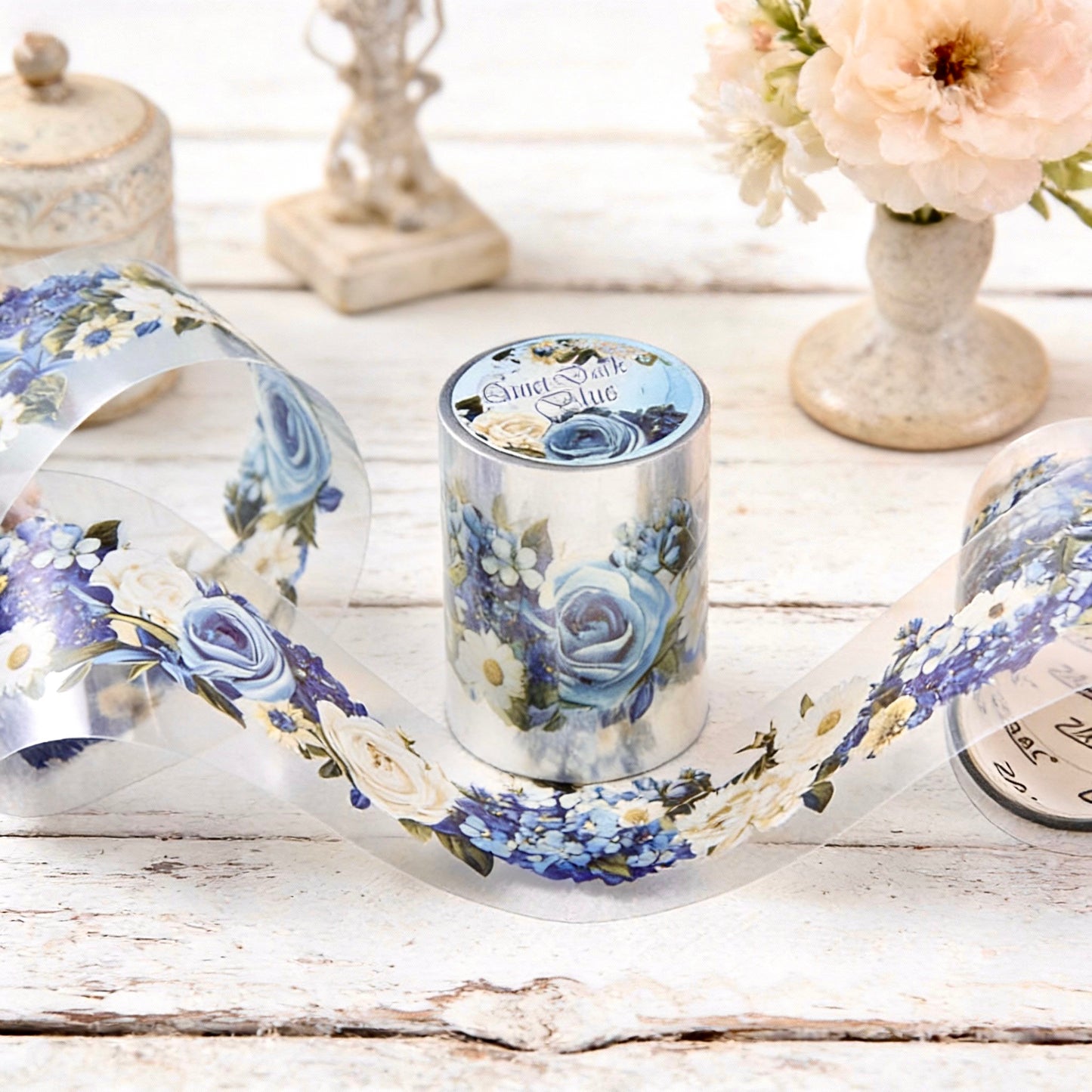 Pre-Die-Cut Clear Decorative Tape - Flower Fairyland Collection | Extra Wide