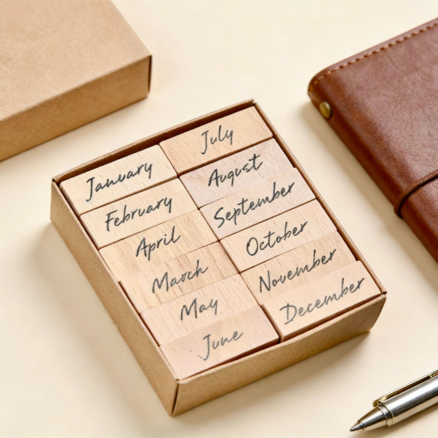 Natural Wood Stamp  - Month and Week Collection