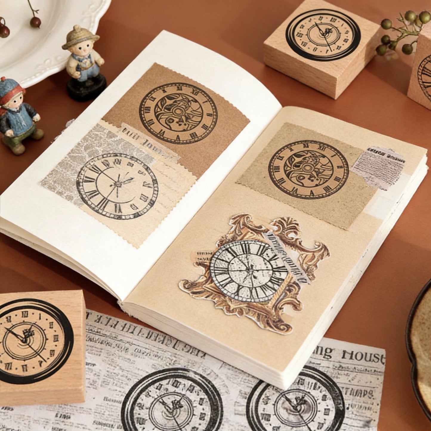 Beech Wood Stamp - Engraving Time Series Journal Stamp