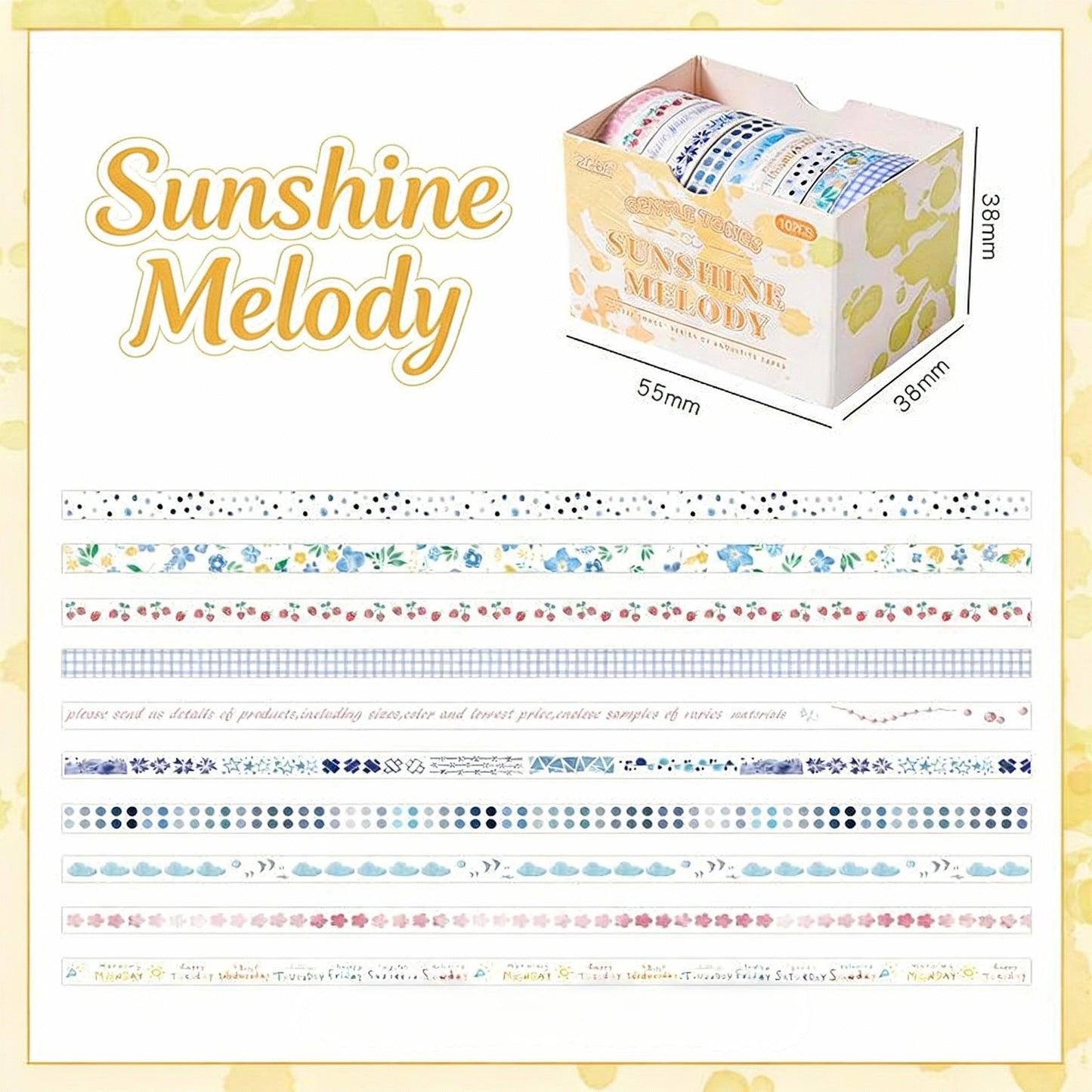 10-Pack Super Thin Washi Set | Washi Tape - Narrow and Petite Harmony Collection