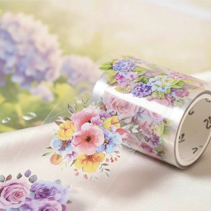Pre-Die-Cut Clear Decorative Tape - Flower Fairyland Collection | Extra Wide