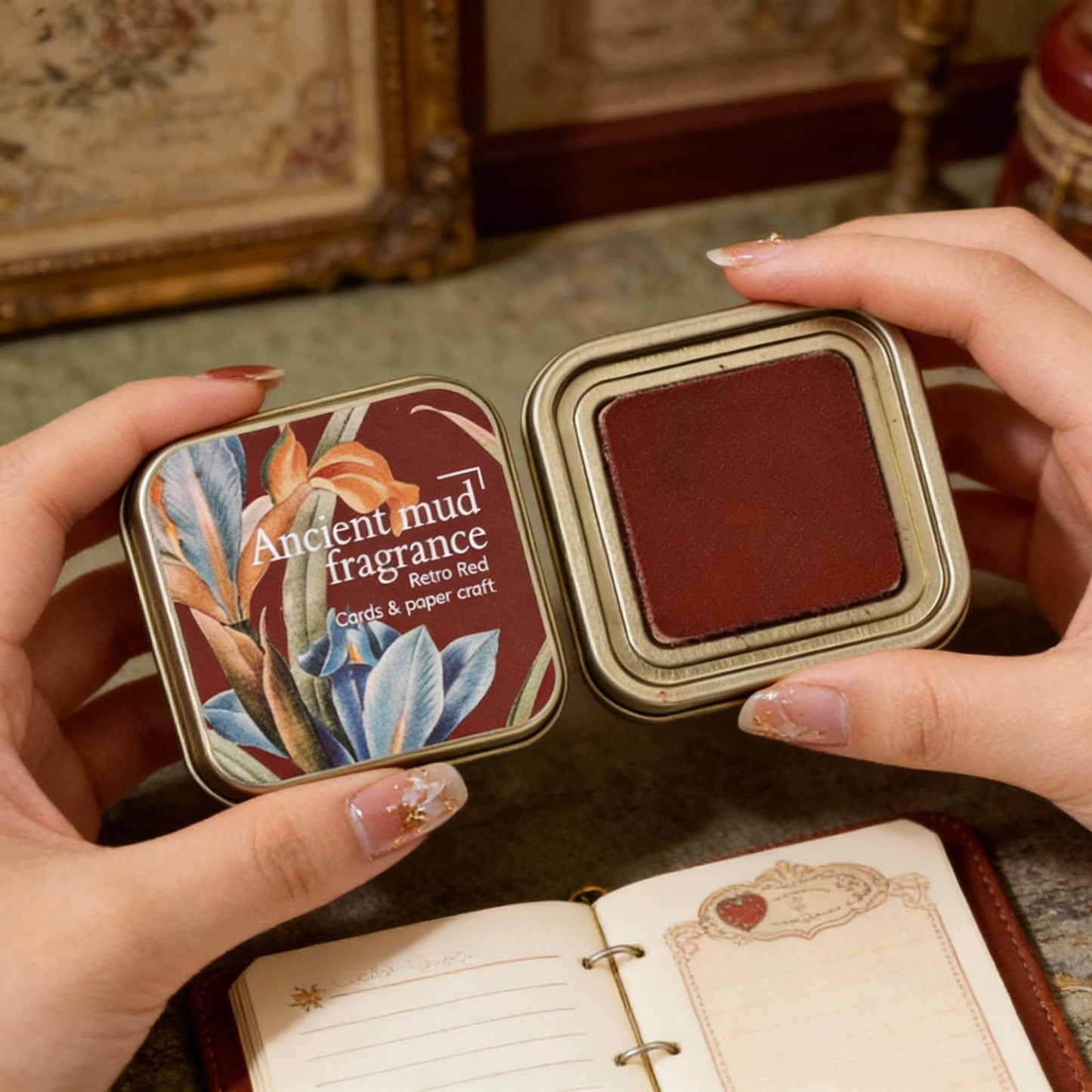 Vintage Oil-Based Stamp Ink Pad – Classic Metal Tin Edition