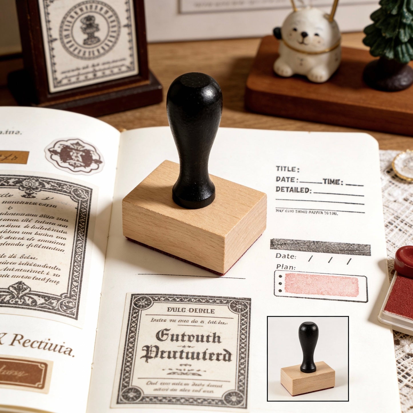 Classic Rectangular Wooden Stamp – Mix & Match Patterns