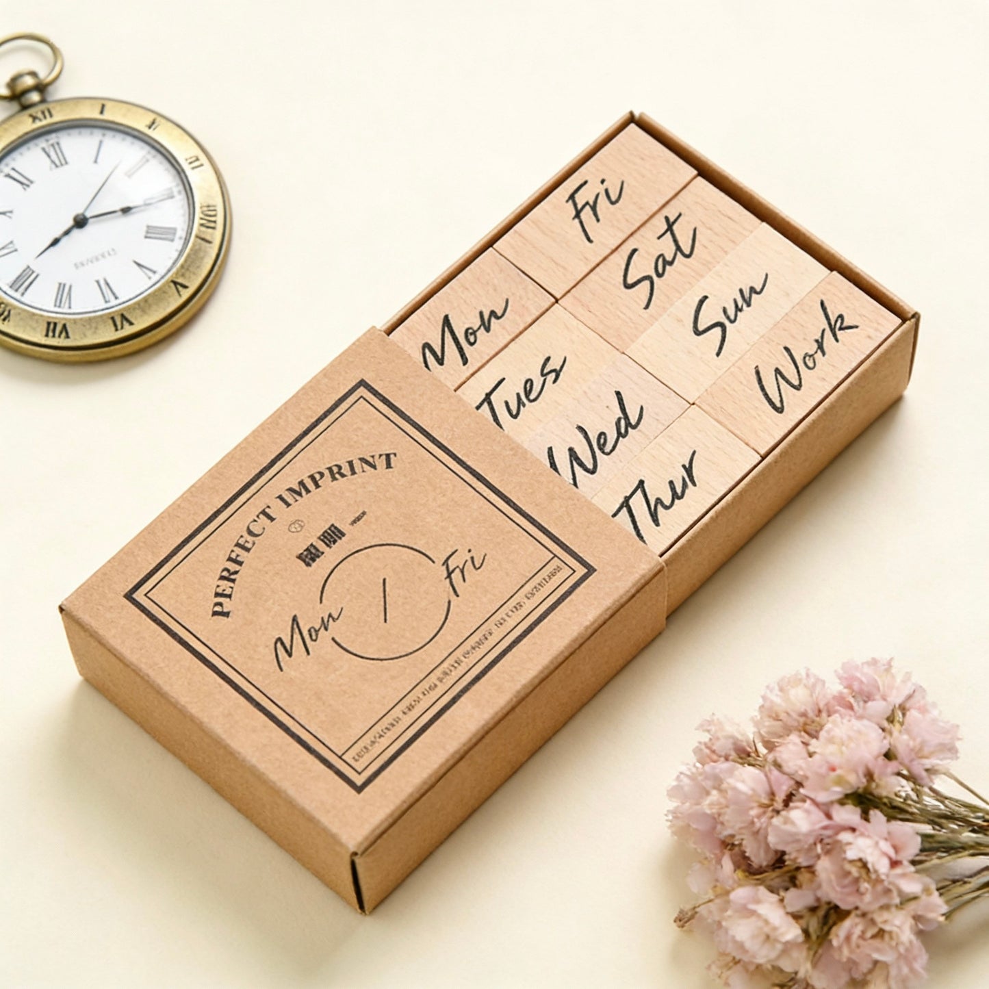 Natural Wood Stamp  - Month and Week Collection