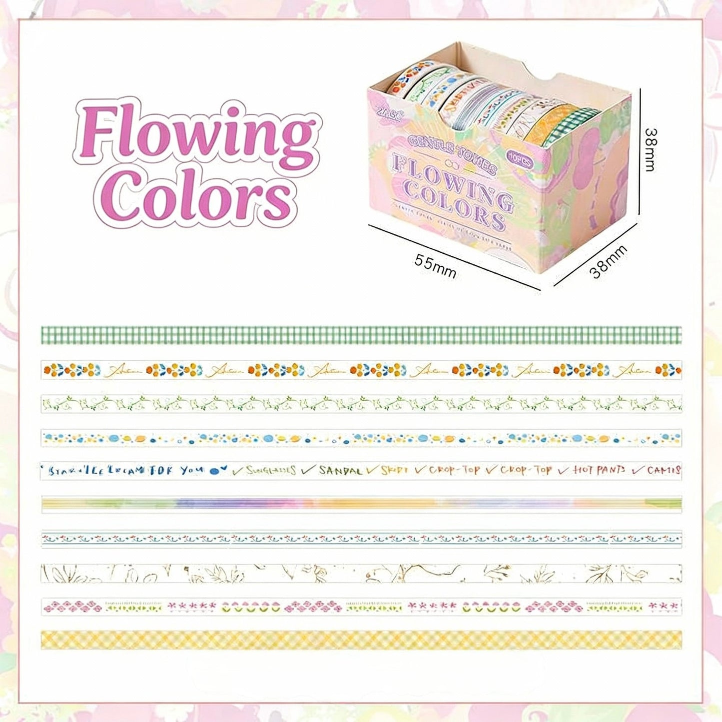 10-Pack Super Thin Washi Set | Washi Tape - Narrow and Petite Harmony Collection