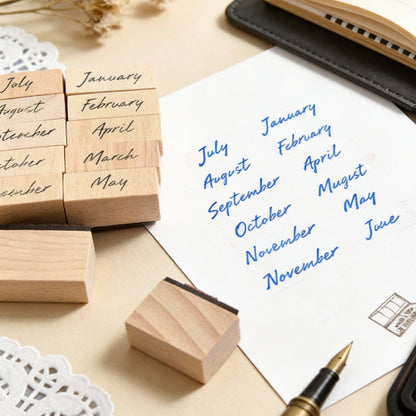Natural Wood Stamp  - Month and Week Collection